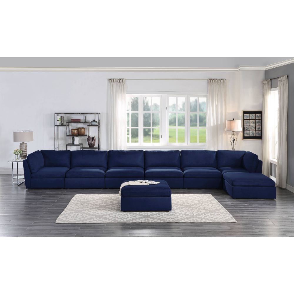 Crosby - Modular Armless Chair - Blue Fabric