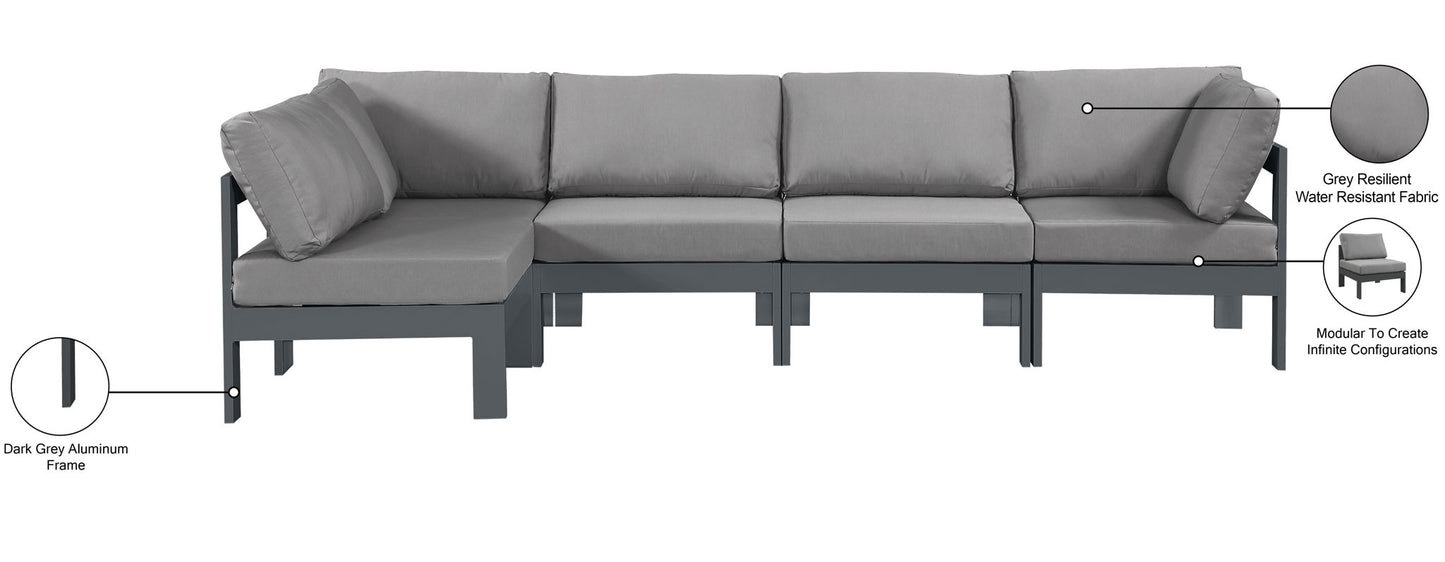 Nizuc - Outdoor Patio 5 Piece Modular Sectional With Gray Frame