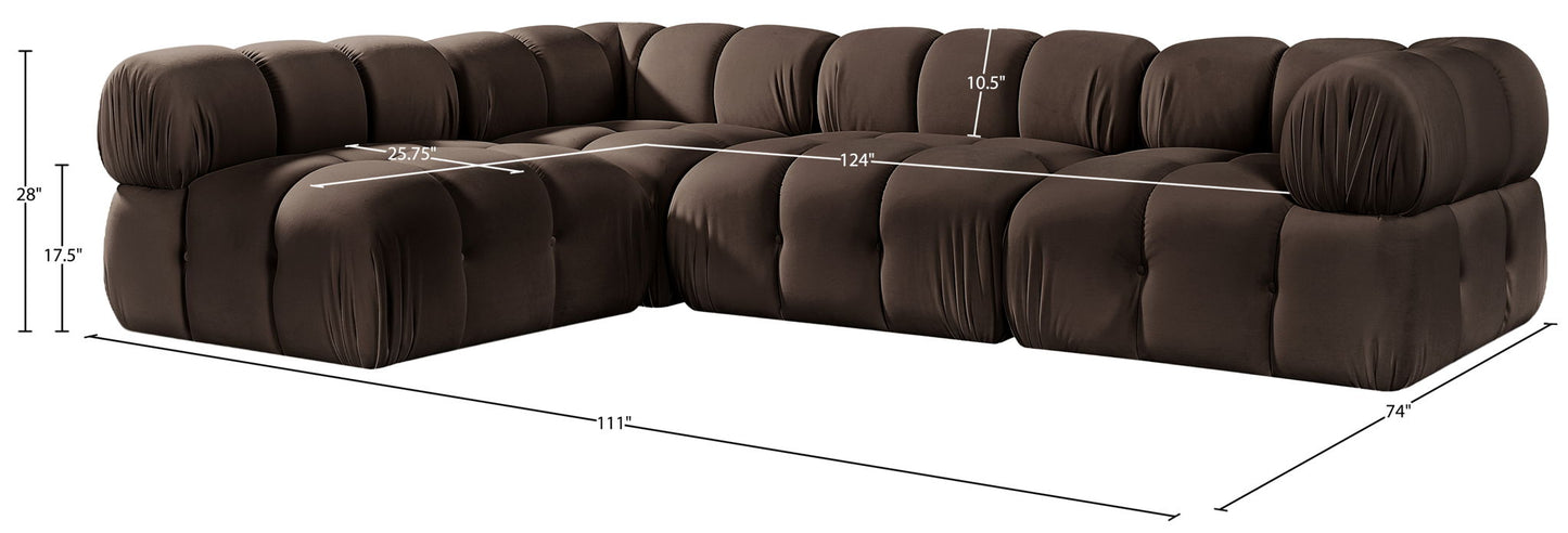 Orin - Fabric Velvet 4 Piece Modular Sectional