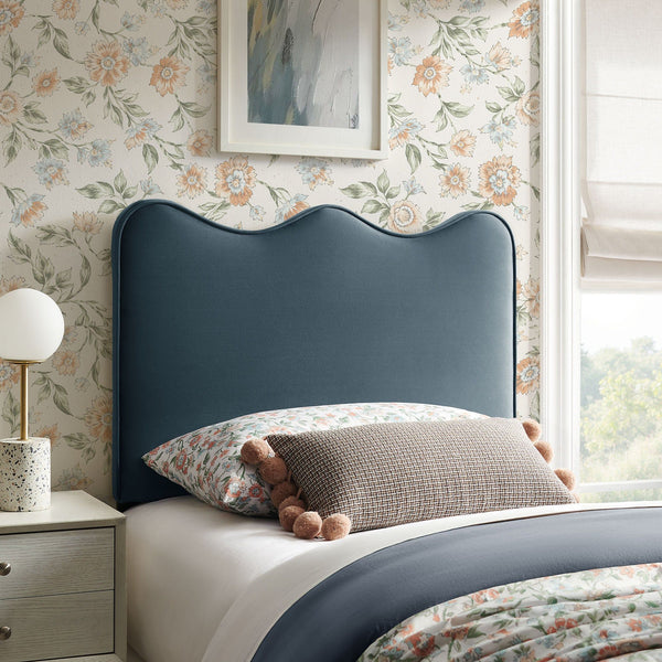 Athena Upholstered Headboard - Twin, Cadet Blue