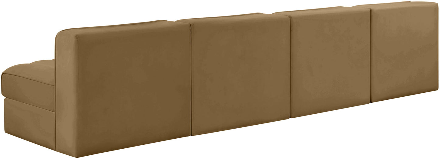 Rummi - Armless Velvet Performance Fabric Upholstered 4 Piece Modular Sofa