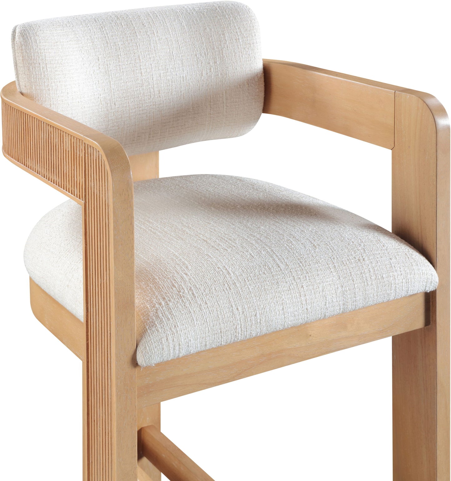 Sacha - Linen Stool With Natural Base