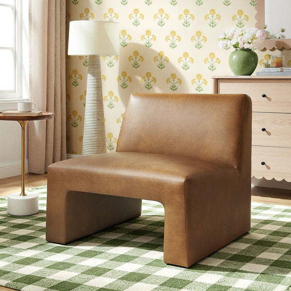Amita Vegan Leather Armless Accent Chair - Canyon