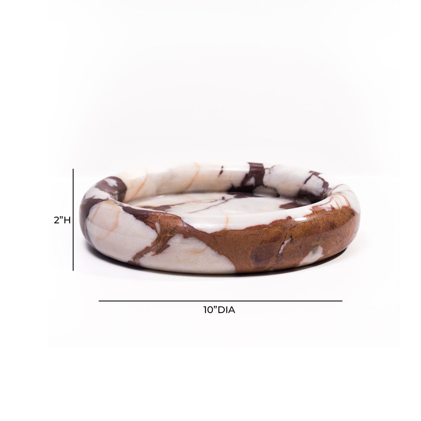 Marble Round Edged Catch-All - Breccia White Brown