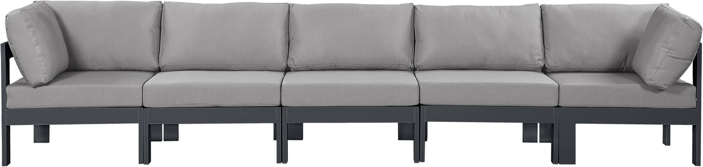 Nizuc - Outdoor Patio 5 Seat Modular Sofa With Gray Frame