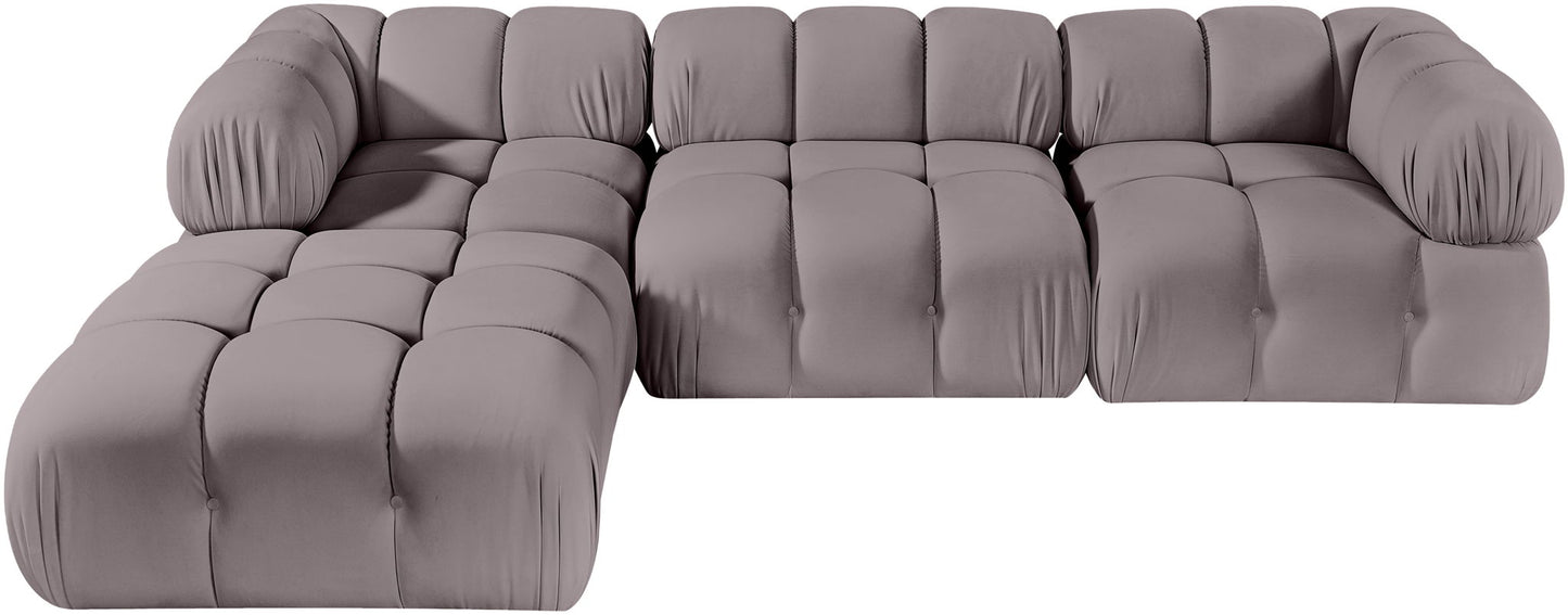 Orin - Velvet 4 Piece Modular Sectional With Chaise