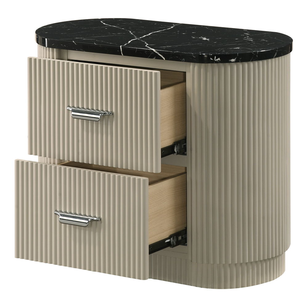Travonte - Nightstand - Gray / Beige
