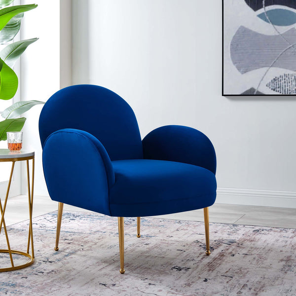Transcend Performance Velvet Armchair - Navy