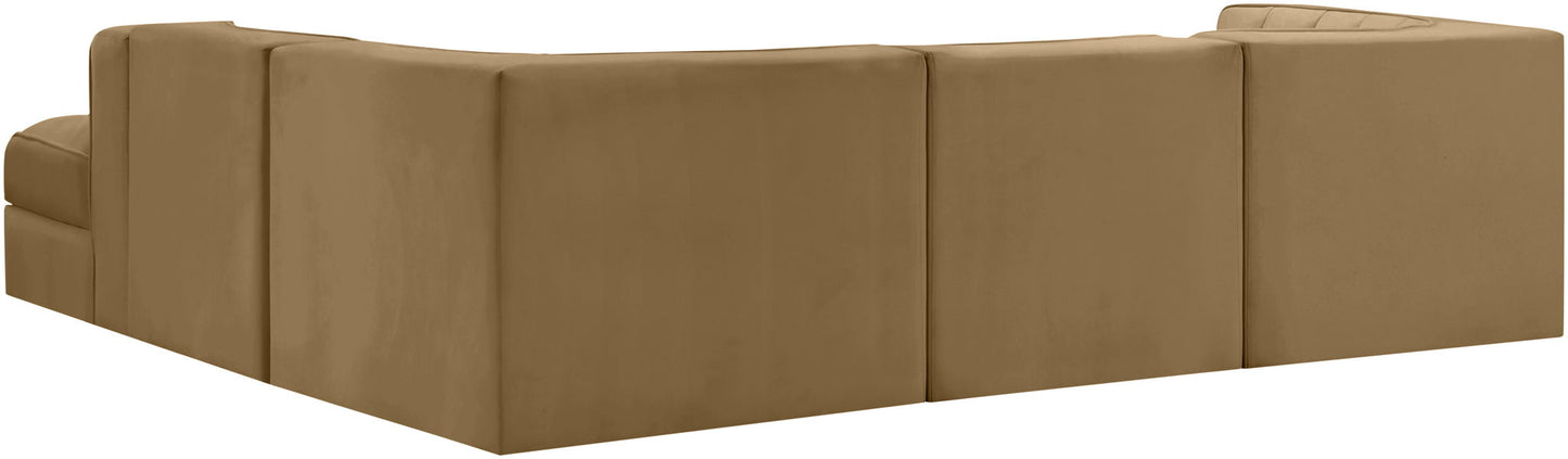 Rummi - Velvet Performance Fabric Upholstered 5 Piece Modular Sectional