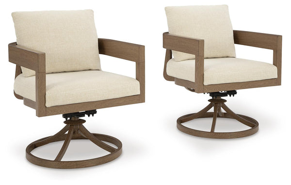 Serene Bay - Swivel Chair With Cushion (Set of 2) - Dark Brown / White