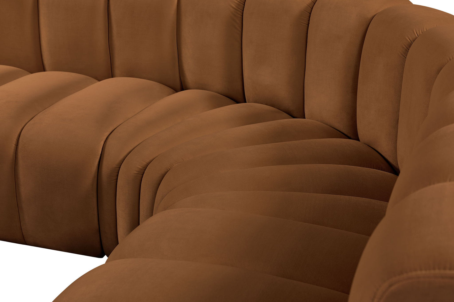Arc - Velvet 5 Piece Corner Modular Sofa - Saddle