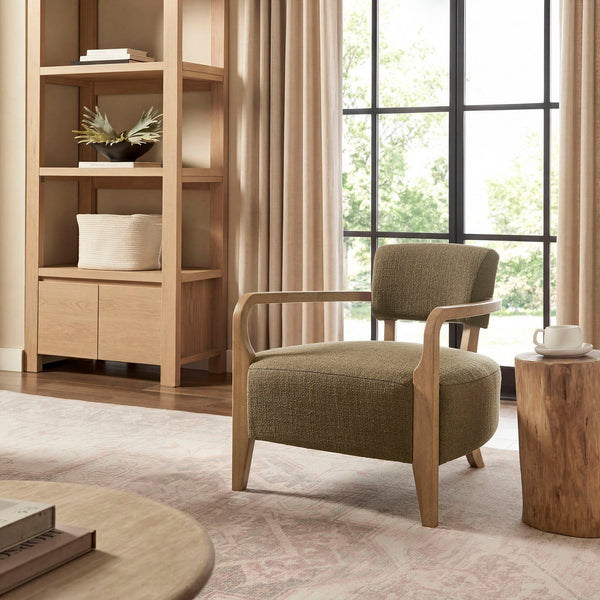 Zinnia Linen Blend Accent Chair - Olive