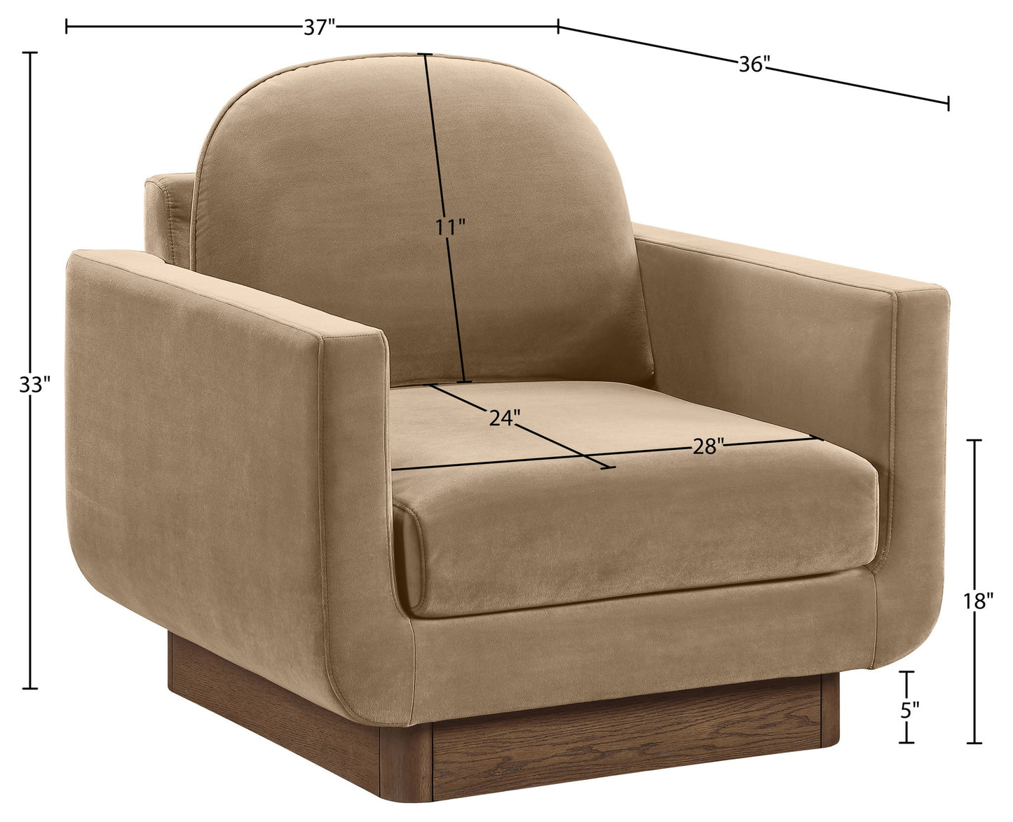 Diviento - Velvet Performance Fabric Upholstered Accent Chair