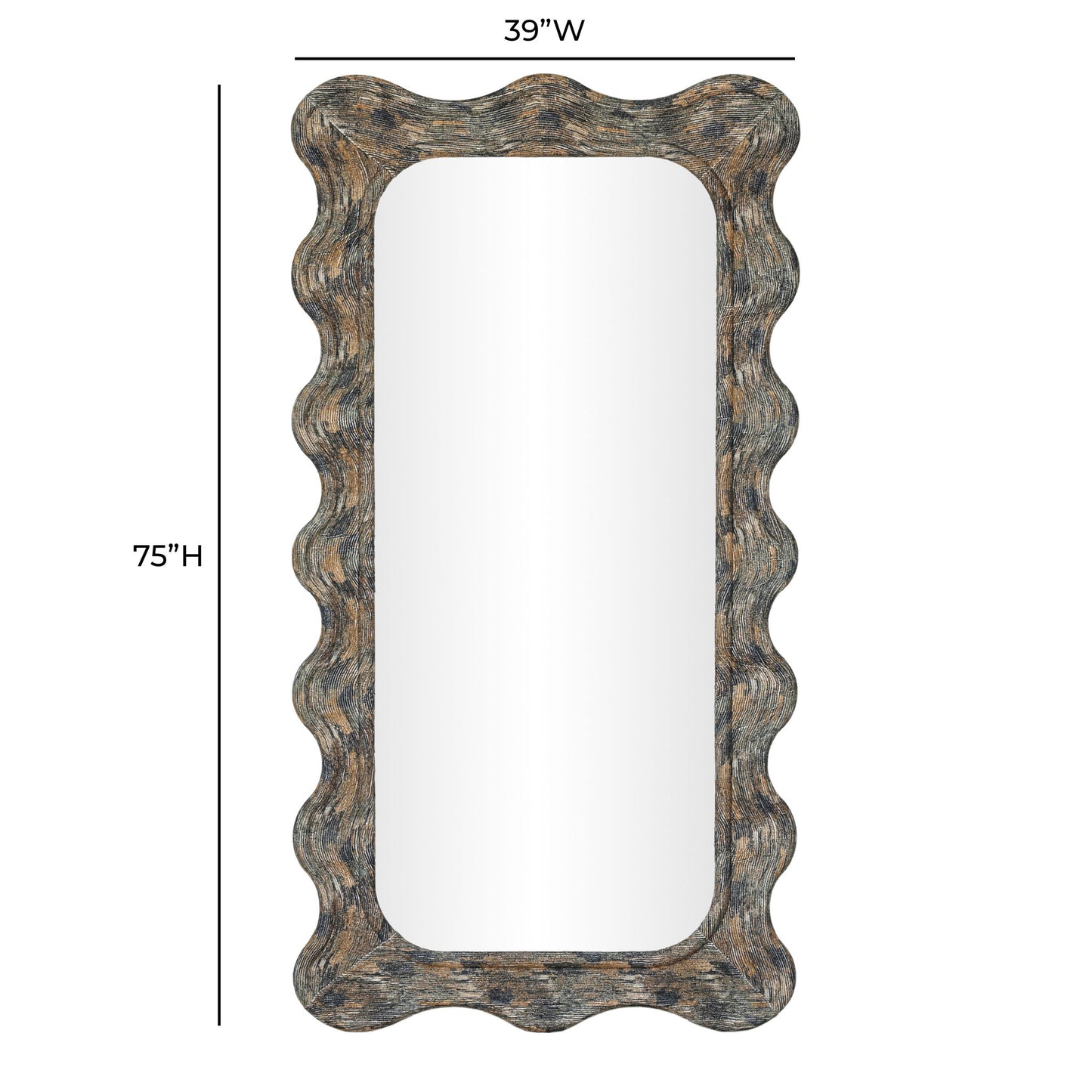 Charlene - 39" x 75" Squiggle Wall Mirror - Watercolor Print
