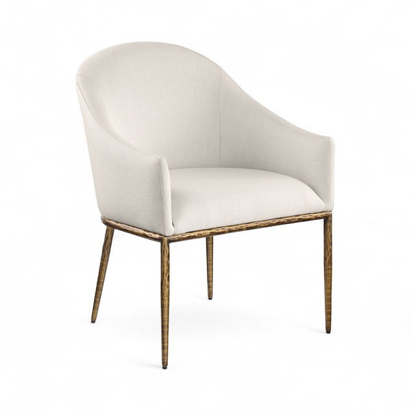 Ferro - Upholstered Dining Arm Chair With Brushed Gold Legs