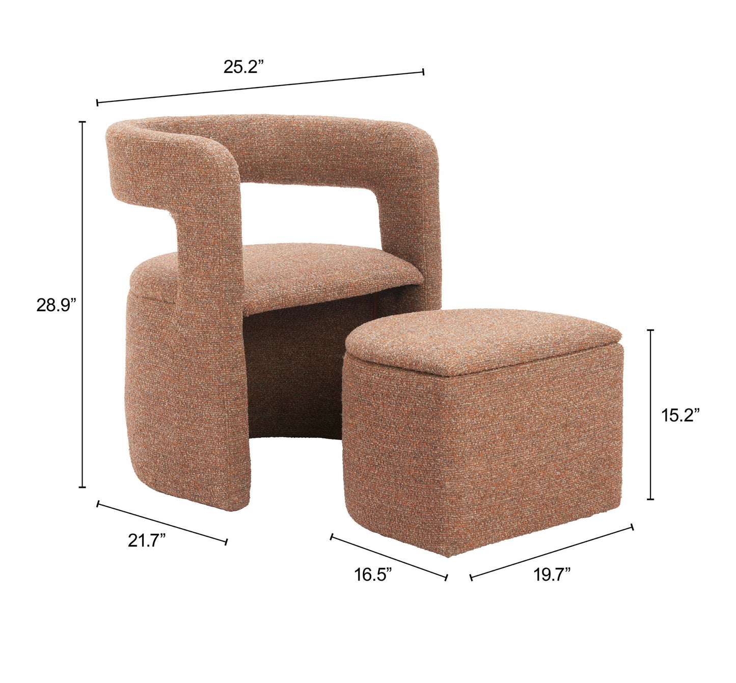 Atria - Accent Chair & Ottoman - Tawny Brown