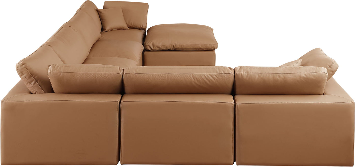 Comfy - 7 Piece Faux Leather Modular Sectional With Chaise