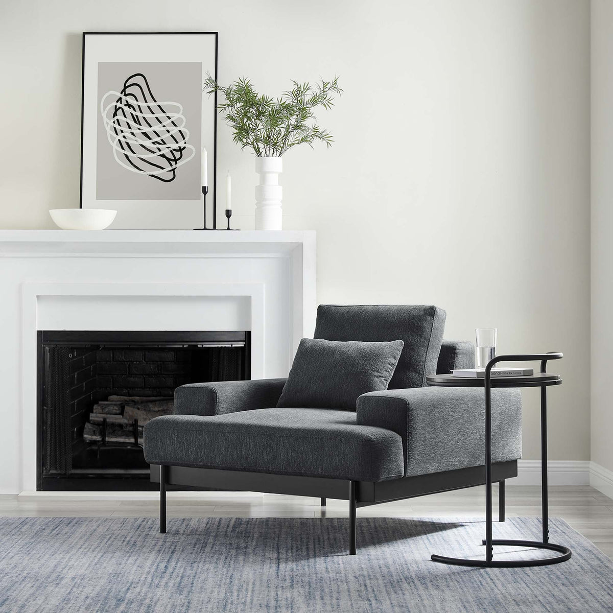 Proximity Upholstered Fabric Armchair - Charcoal
