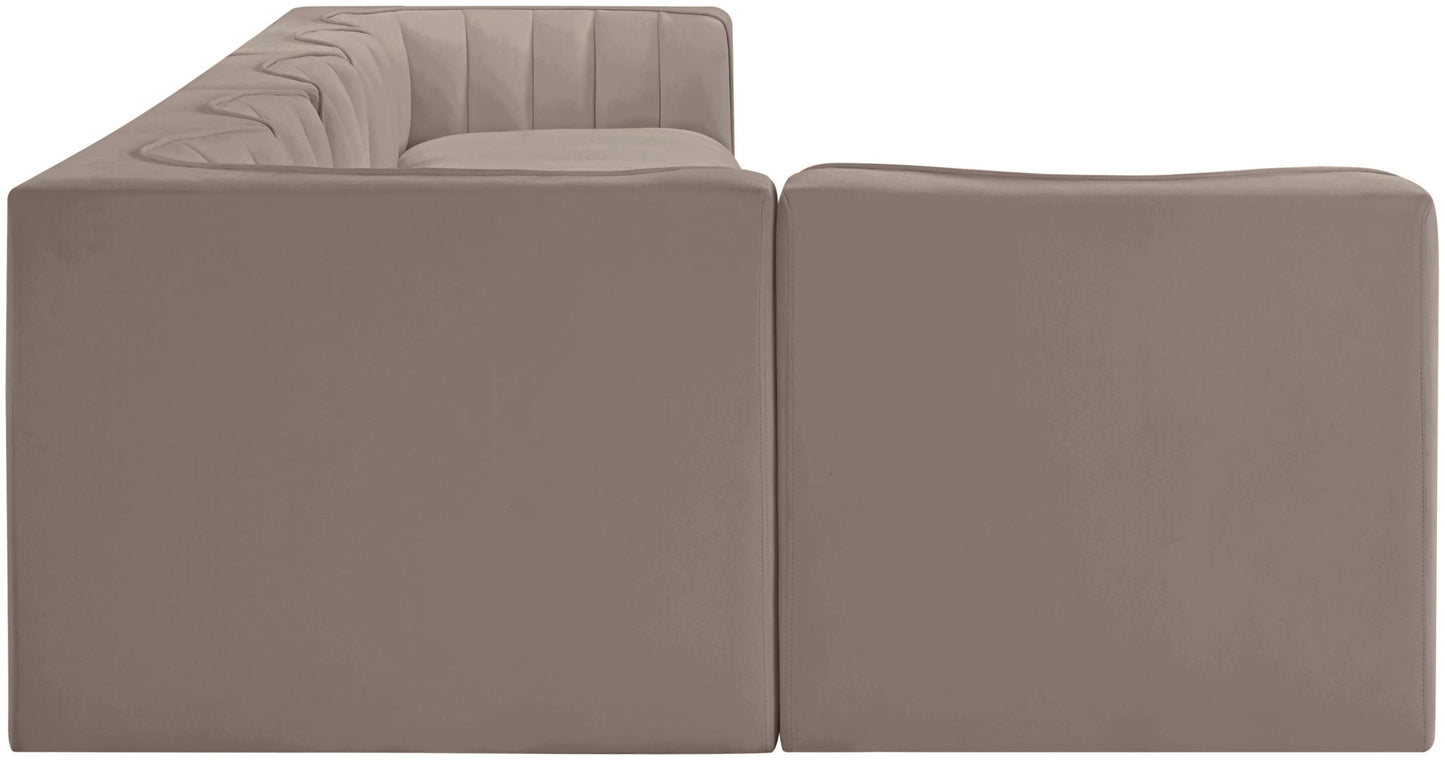 Rummi - Velvet Performance Fabric Upholstered 6 Piece Modular Sectional, L-Shaped (Right)