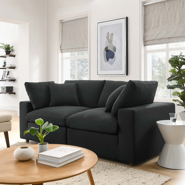 Commix Down Filled Overstuffed 2 Piece Sectional Sofa Set - Black