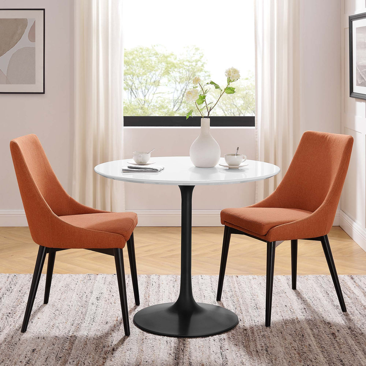 Lippa Round 36" Dining Table - Wood, Black White