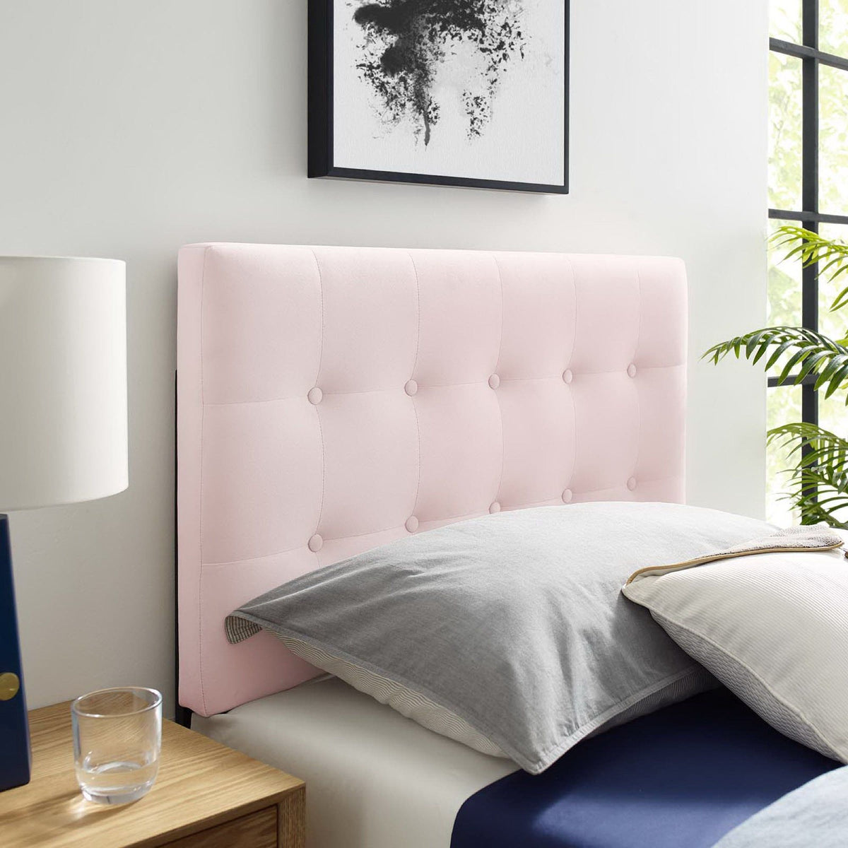 Emily Biscuit Tufted Performance Velvet Headboard - Twin, Pink