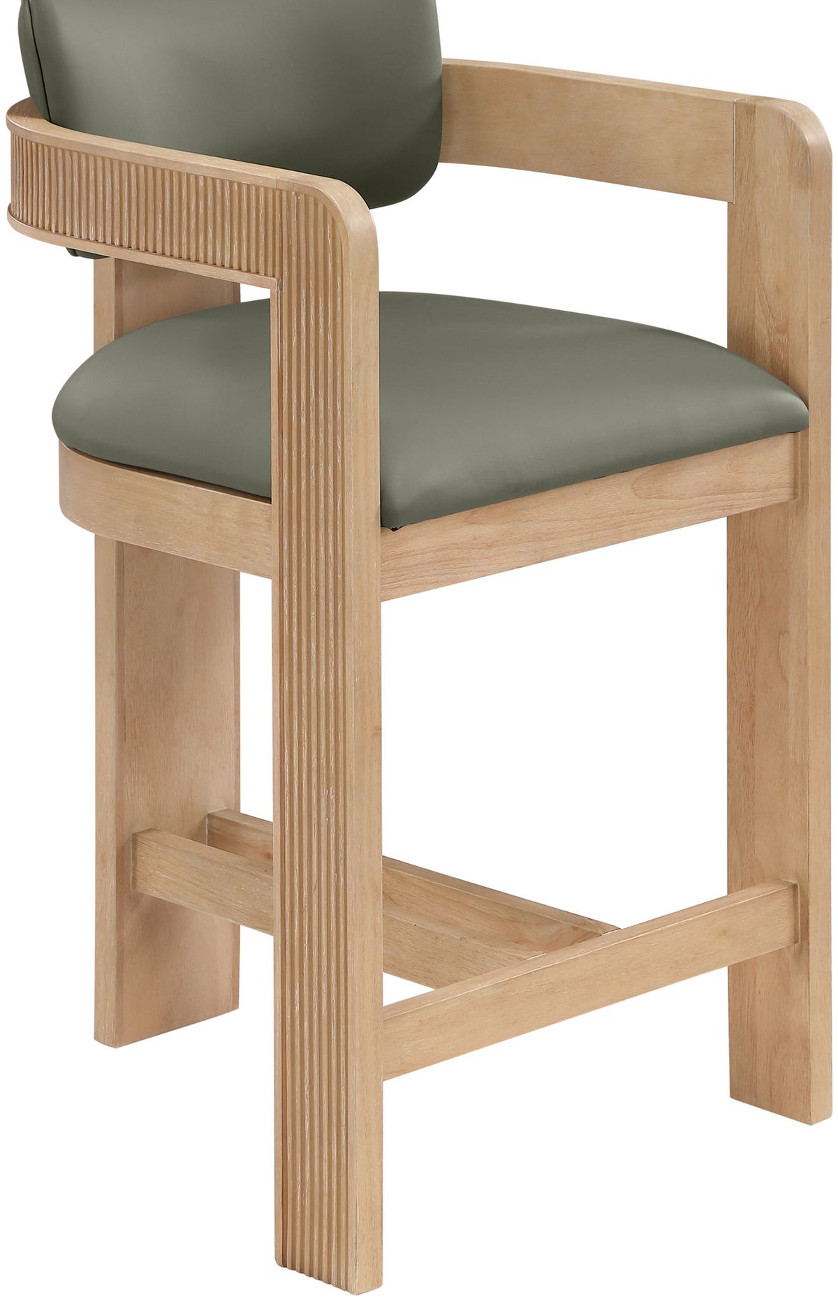 Sacha - Vegan Leather Upholstered Counter Stool With Natural Base