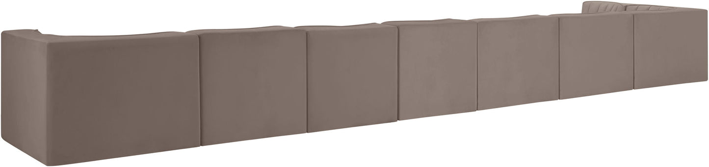 Rummi - Velvet Performance Fabric Upholstered 8 Piece Modular Sectional, L-Shaped (Right)