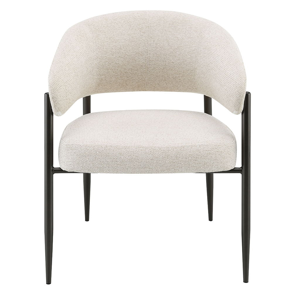 Jirina - Chenille Arm Chair With Metal Legs (Set of 2) - Beige & Black