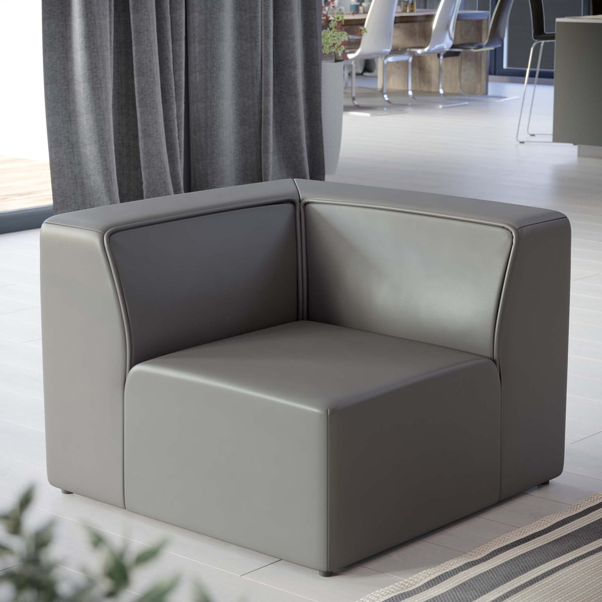 Mingle Vegan Leather Corner Chair - Gray