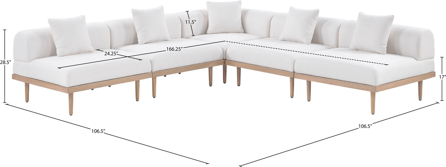 Laguna - 5 Piece 106.5" Upholstered Outdoor Patio Modular Sectional