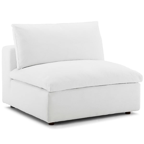 Commix Down Filled Overstuffed Armless Chair - White