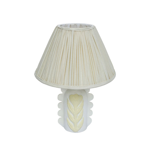 Edith - Scalloped Papier Mache Flower Pleated Table Lamp - Cream