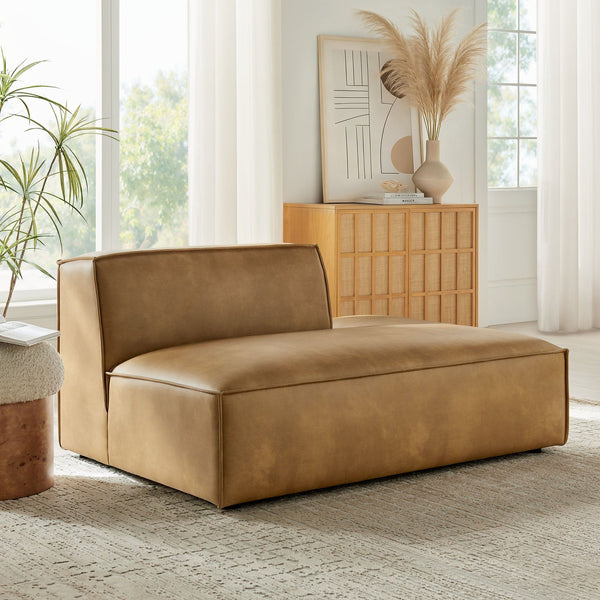 Restore Vegan Leather Right-Facing Armless Modular Chaise - Toast