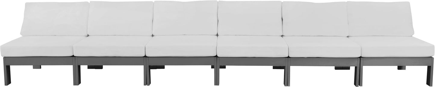 Nizuc - Outdoor Patio 6 Seat Armless Modular Sofa With Gray Frame