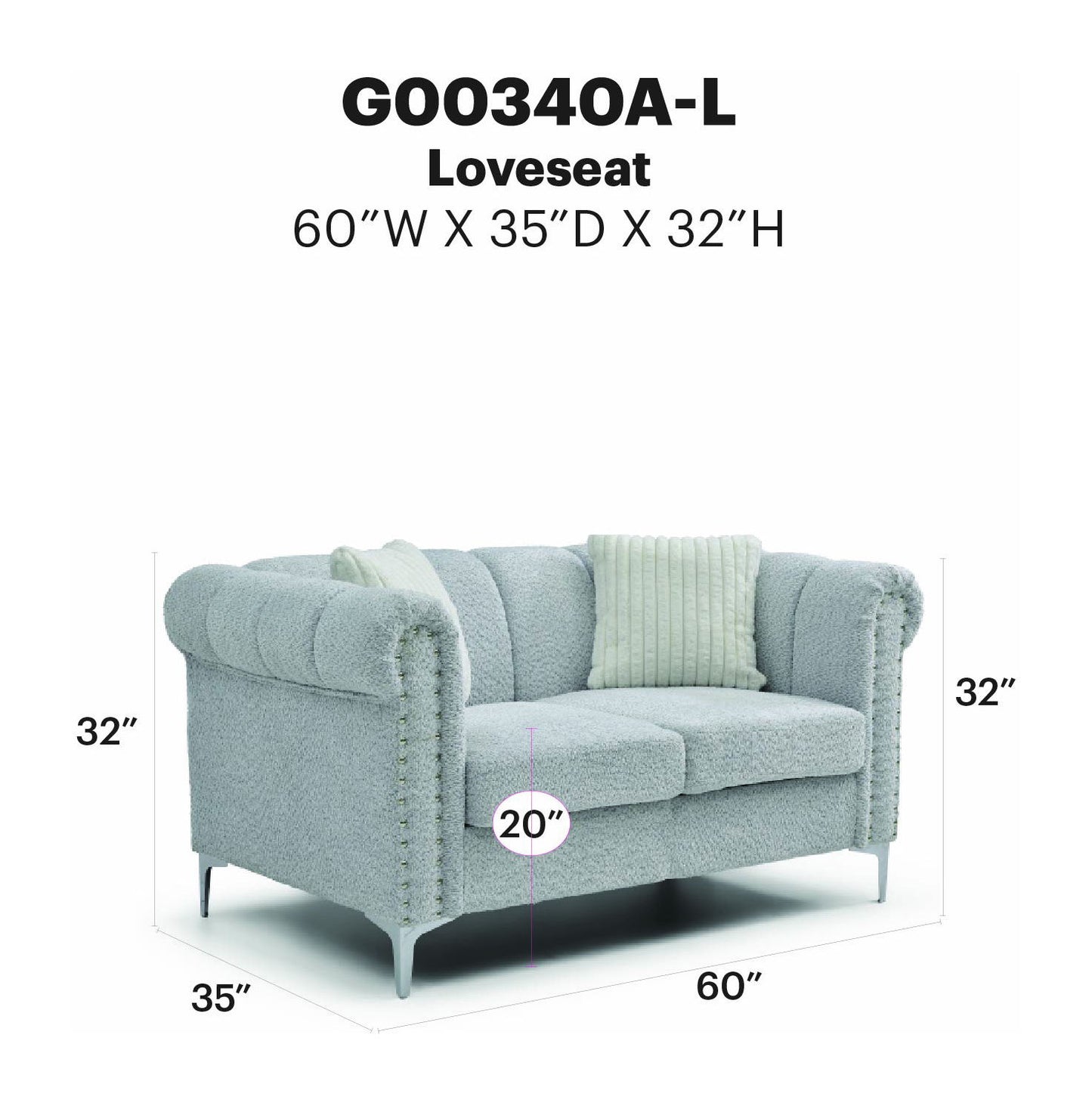 Sammy - Loveseat - Gray