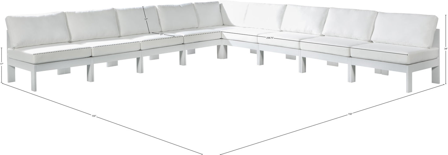 Nizuc - Outdoor Patio 9 Piece Modular Sectional With White Frame