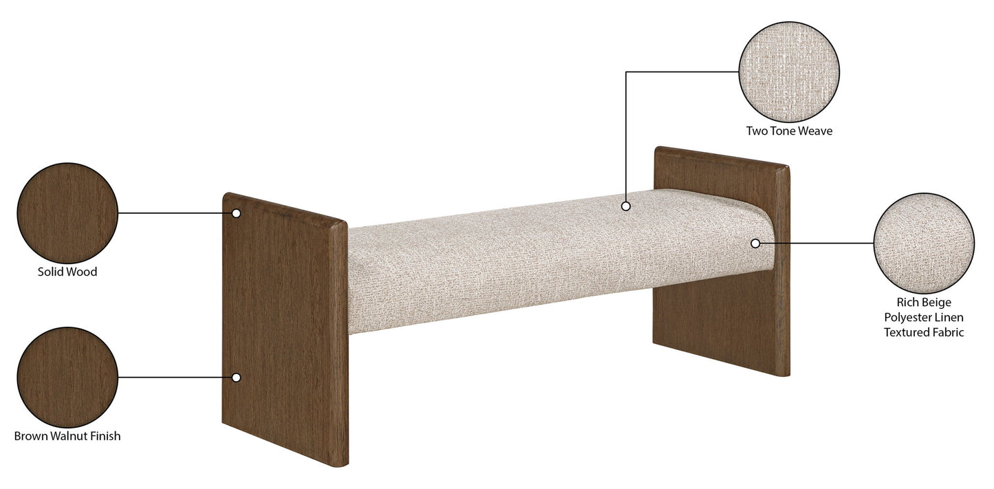 Hickory - Fabric Upholstered Bench - Brown Frame