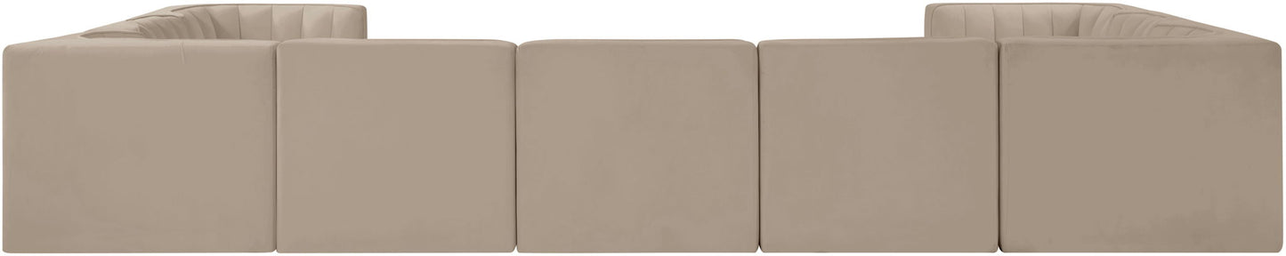 Rummi - Velvet Performance Fabric Upholstered 9 Piece Modular Sectional