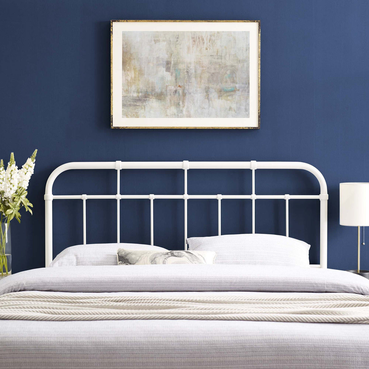 Alessia Metal Headboard - King, White