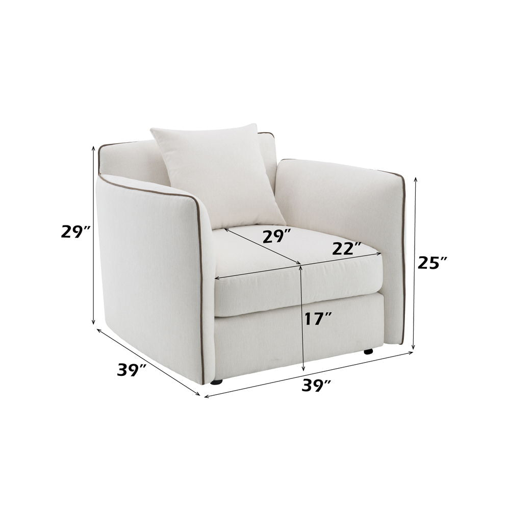 Yolanda - Chair With Pillow - Beige Chenille