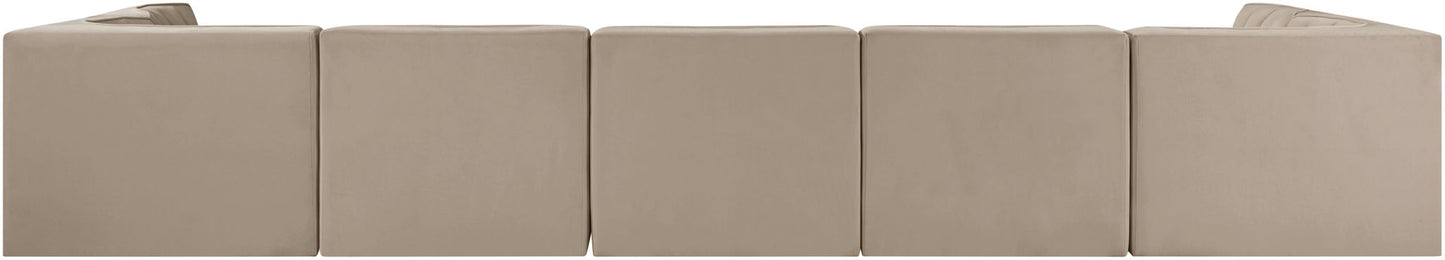 Rummi - Velvet Performance Fabric Upholstered 7 Piece Modular Sectional (With 2 Corner Chairs)