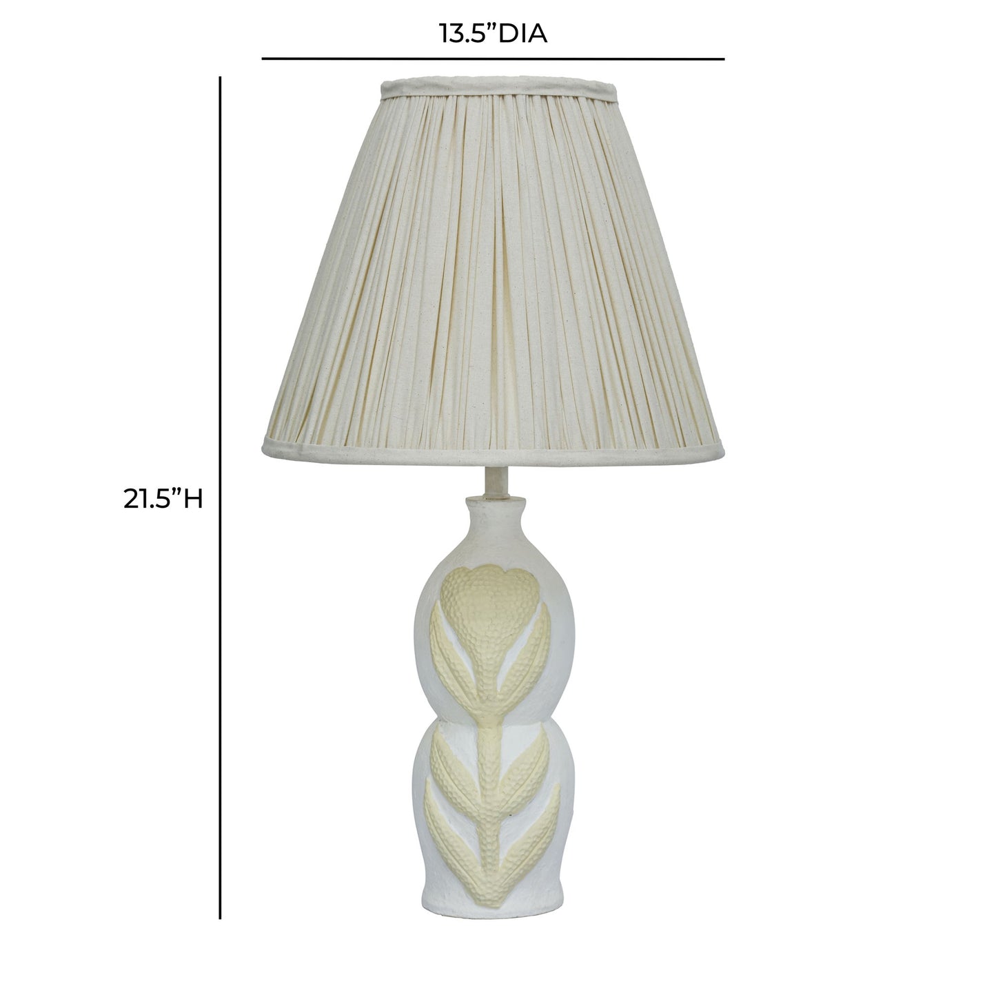Edith - Curved Papier Mache Flower Pleated Table Lamp - Cream