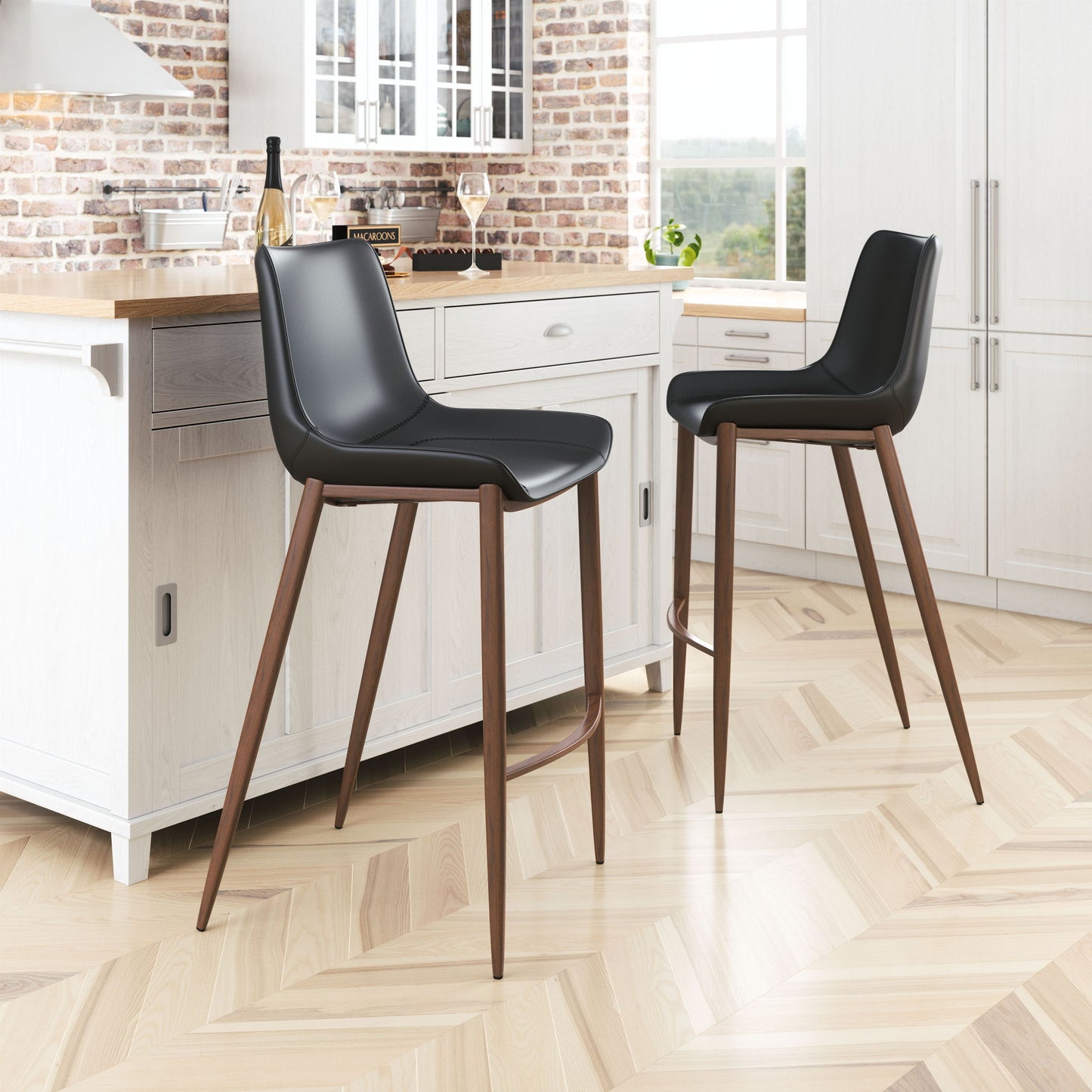 Magnus - Barstool With Black Legs (Set of 2)