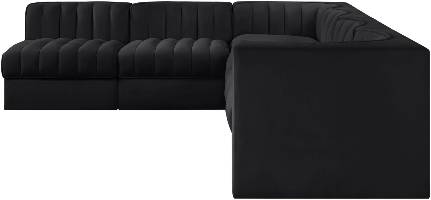 Rummi - Velvet Performance Fabric Upholstered 6 Piece Modular Sectional