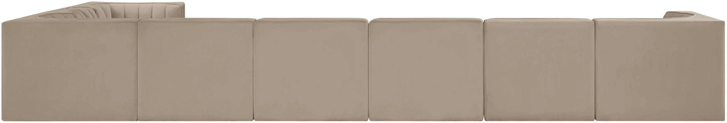 Rummi - Velvet Performance Fabric Upholstered 8 Piece Modular Sectional (With 3 Corner Chairs)