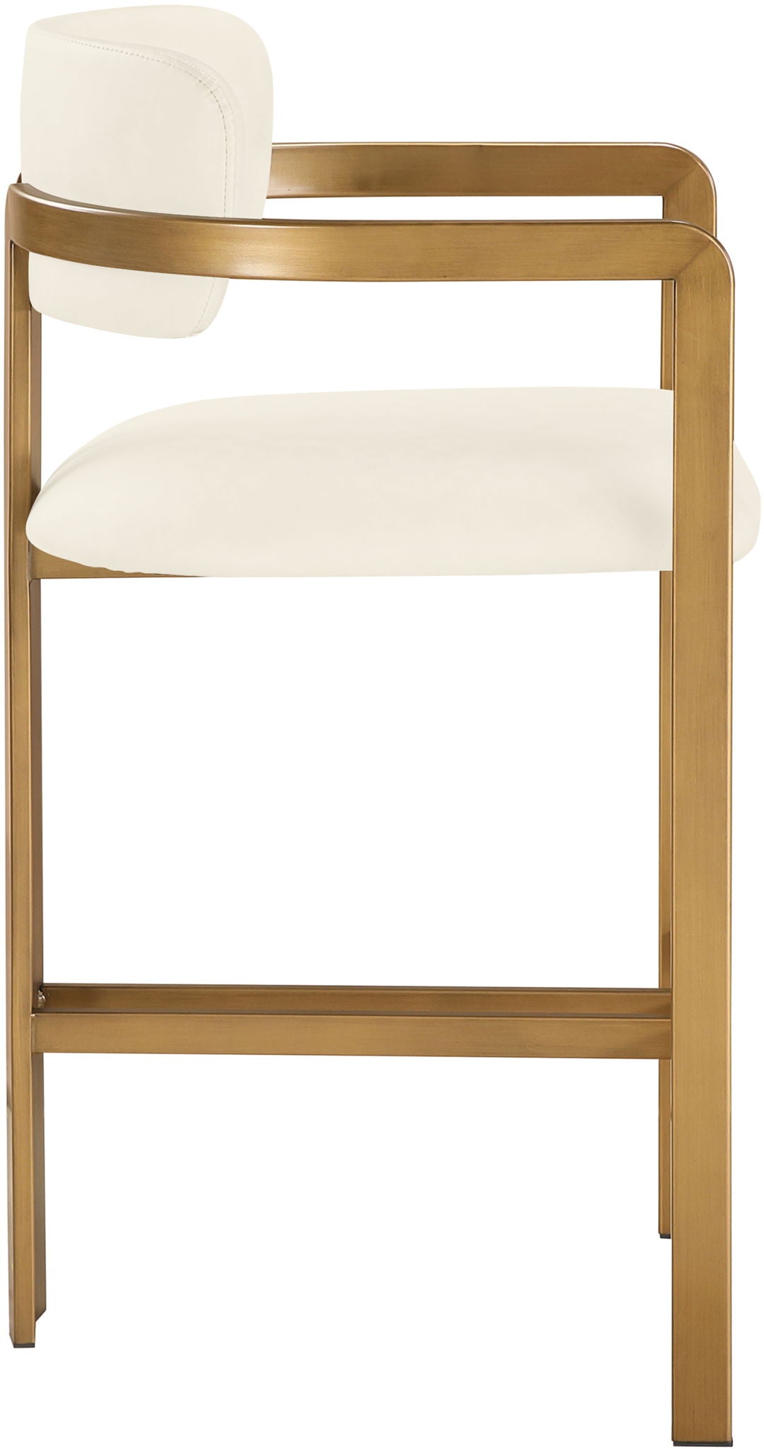 Aurum - Vegan Leather Upholstered Counter Stool With Brushed Brass Base