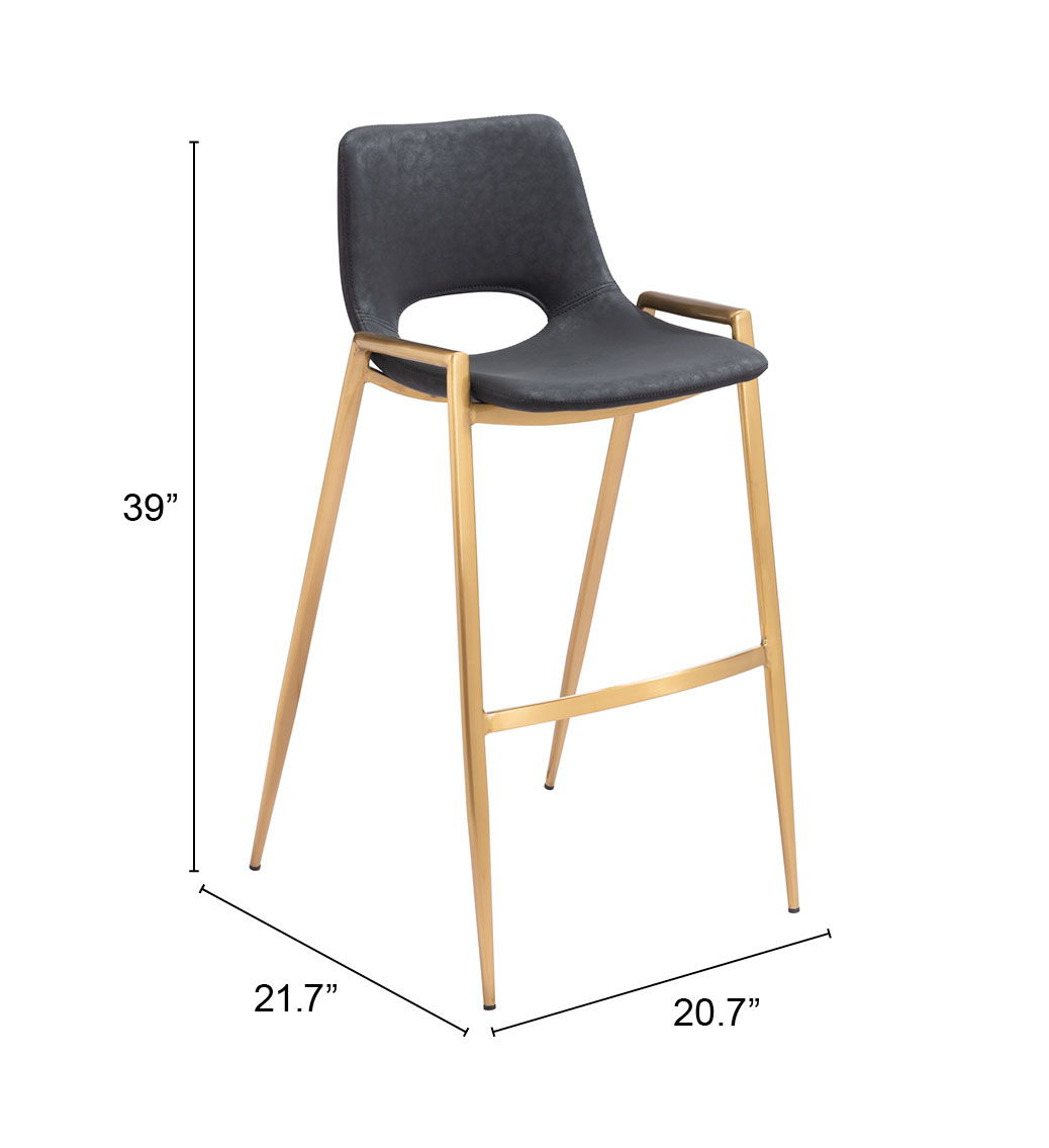 Desi - Barstool Chair With Gold Base (Set of 2)