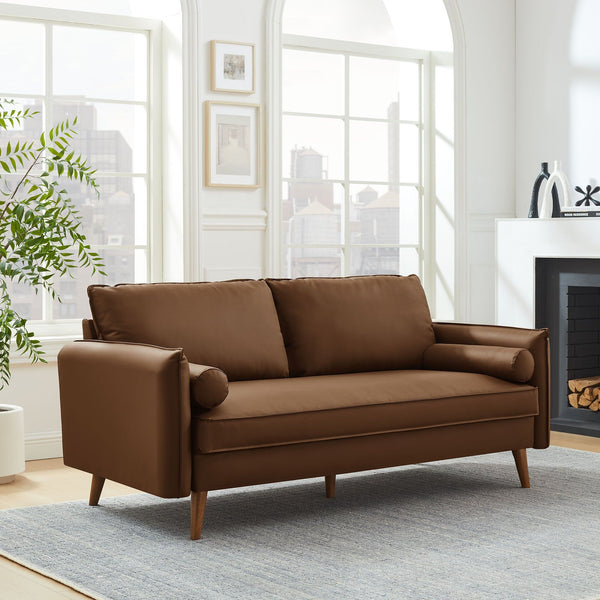 Revive Upholstered Vegan Leather Sofa - Brown