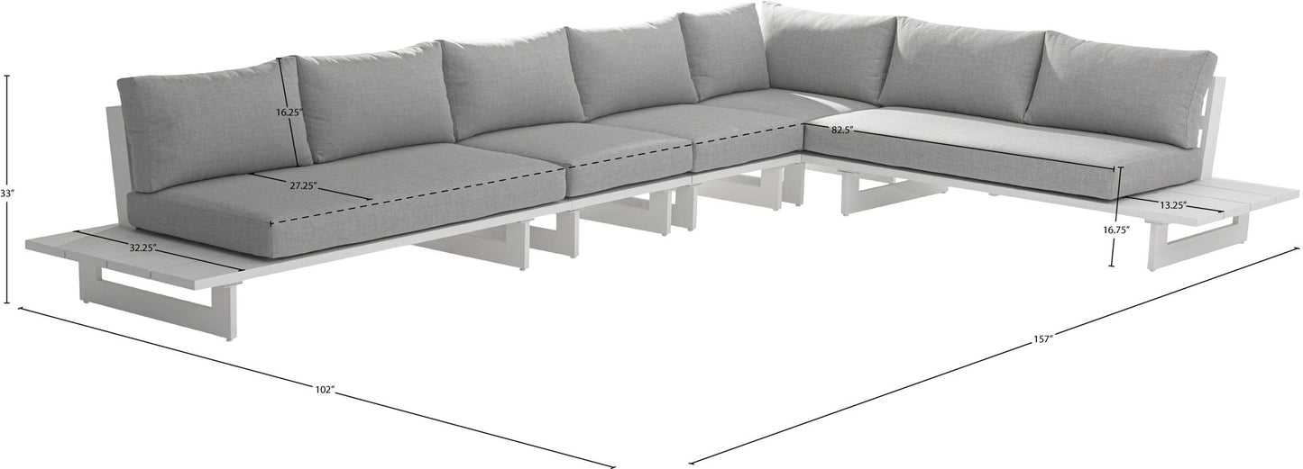 Maldives - 5 Piece Water Resistant Outdoor Patio Modular Sectional With White Base